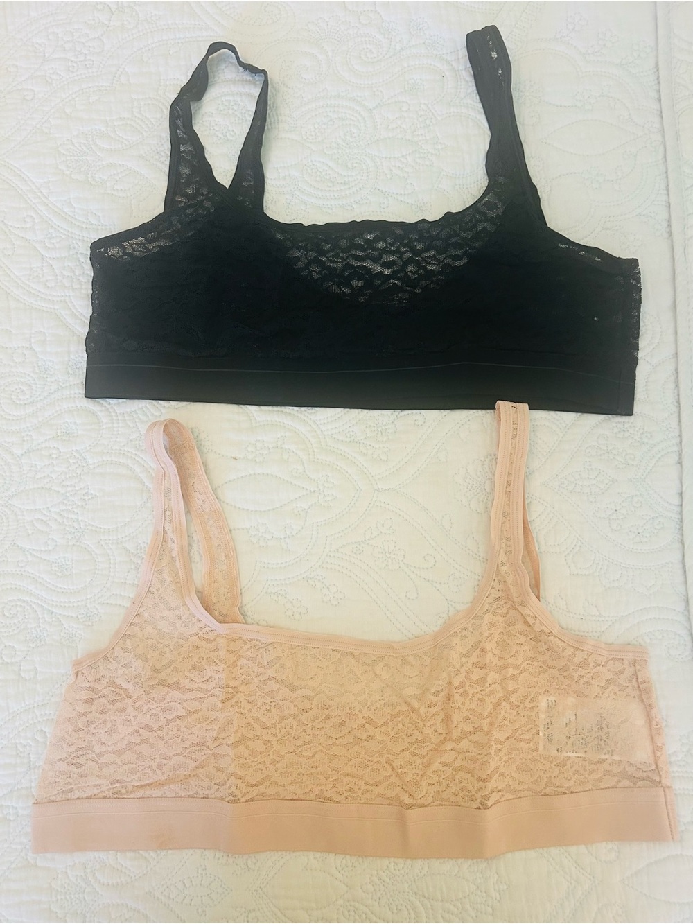 H&M Lace Bralette Pack — Black & Blush Seamless Comfort - XL